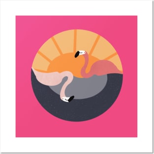 Flamingo Sun & Moon Posters and Art
